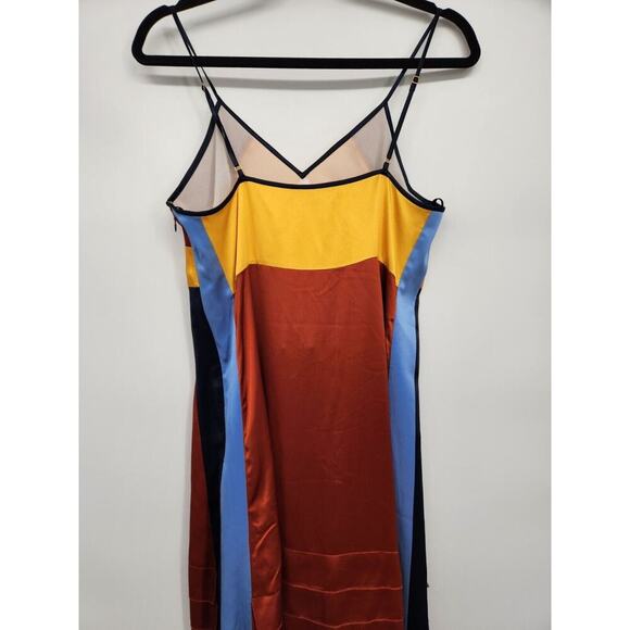 NWT Tory Burch Sasha Color-Block Silk Crepe De Chine Maxi Dress Sz 10 #2B502 - Picture 8 of 12
